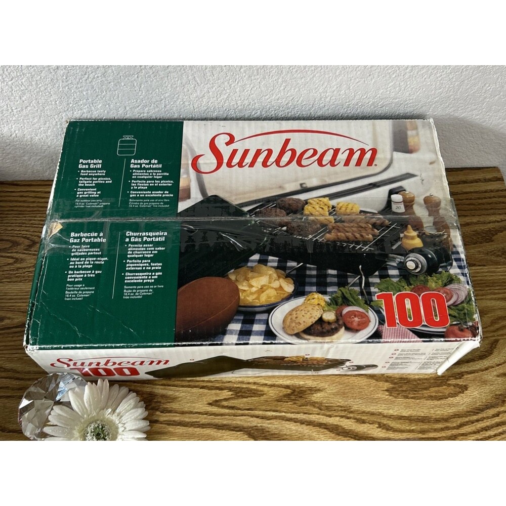 Vintage Sunbeam 100 Gas Grill Open Box Never Used Outdoor BBQ Portable Grill